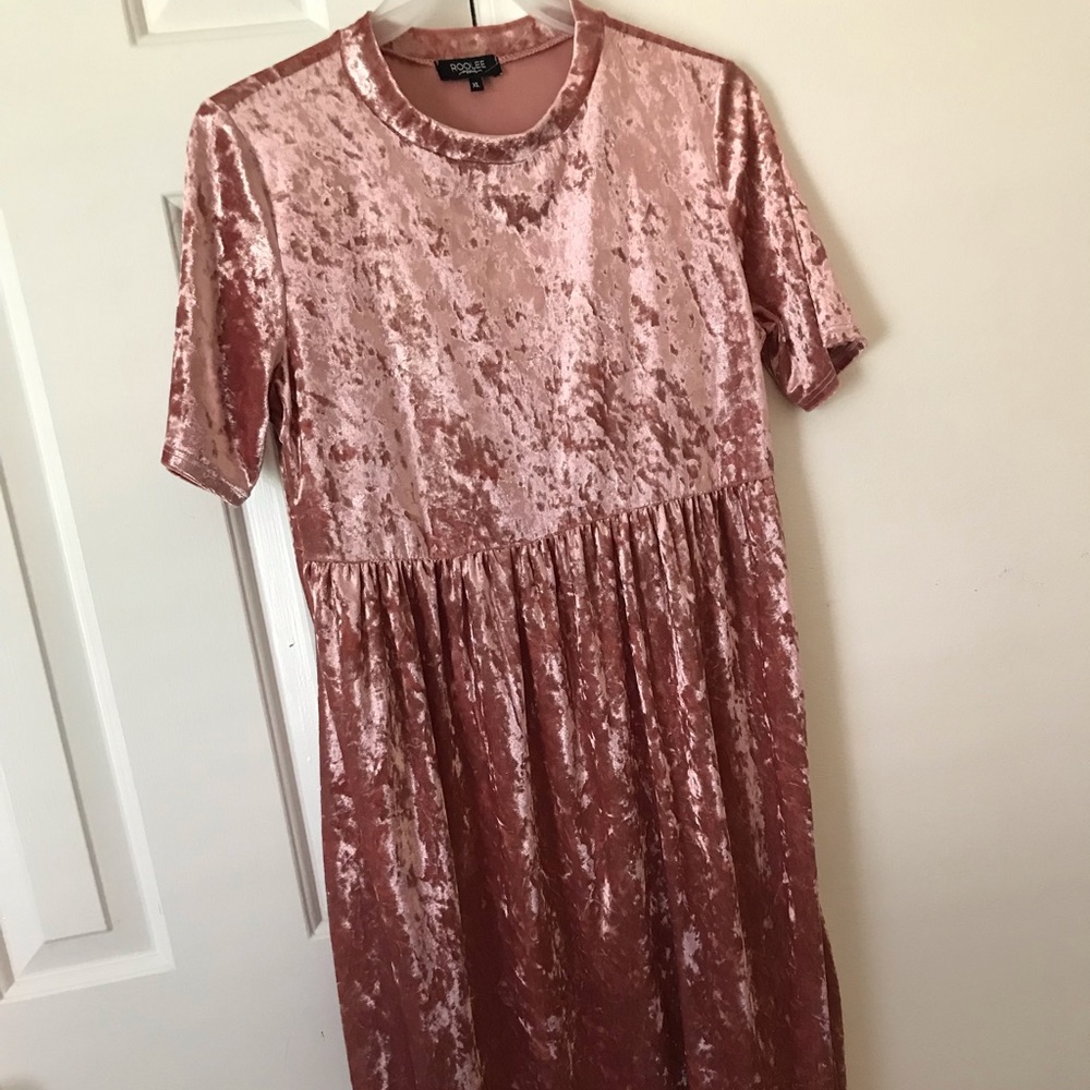 Roolee Pink Crushed Velvet Maternity Dress XL